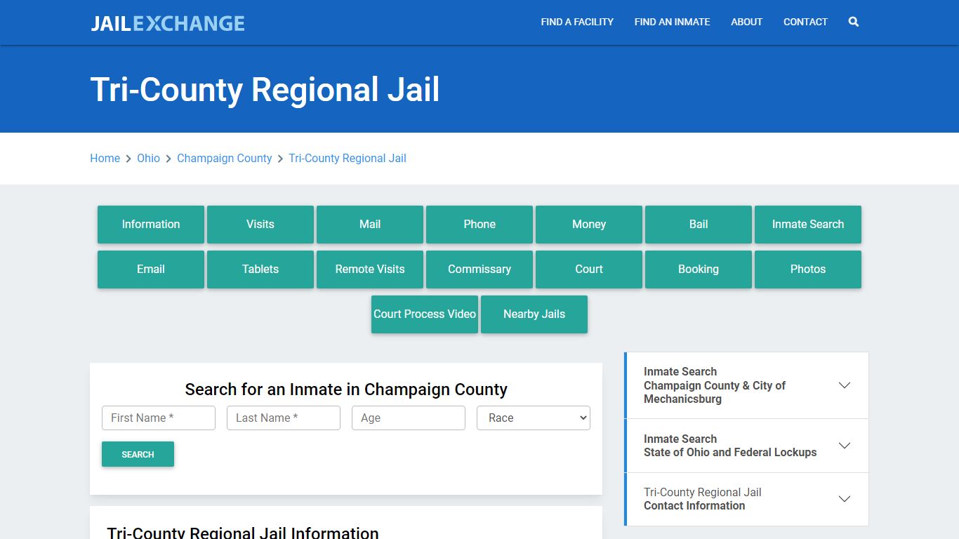 Tri-County Regional Jail Roster Lookup, OH, Inmate Search