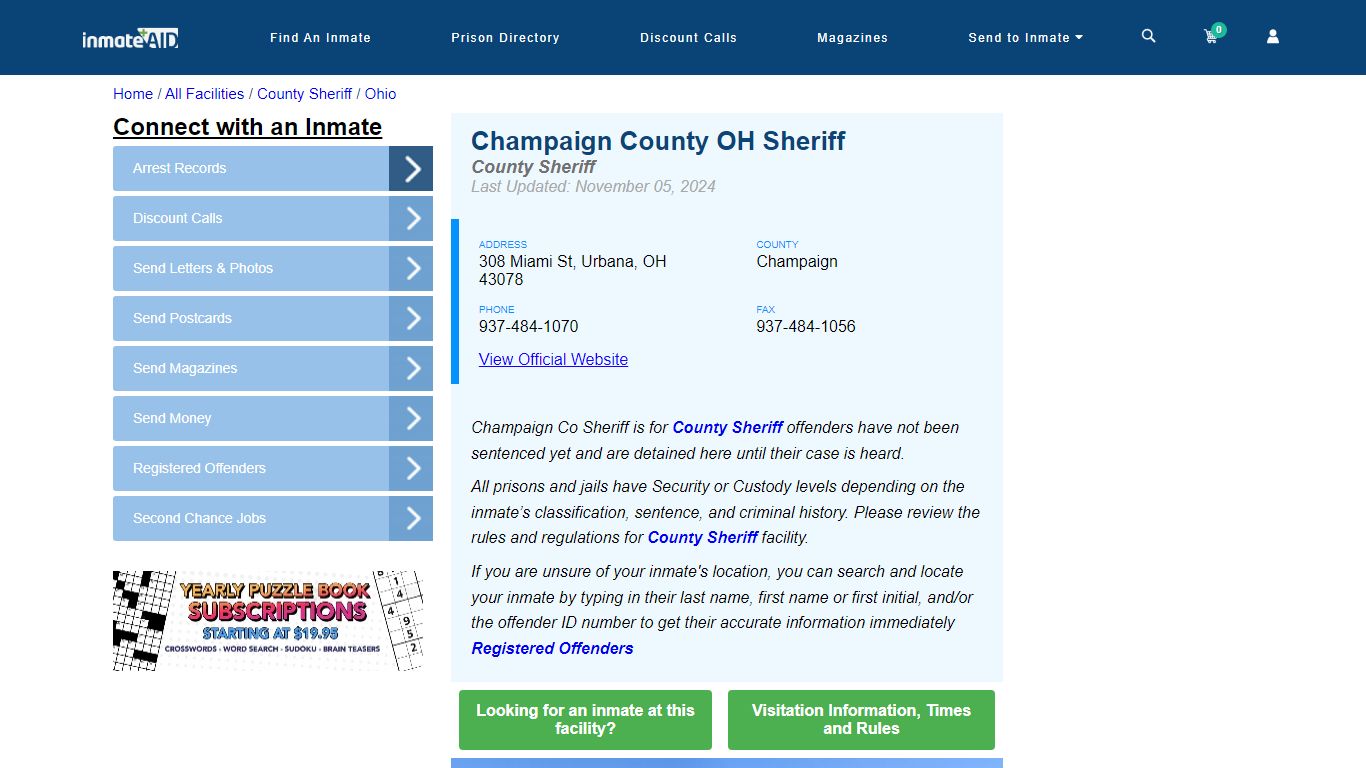 Champaign County OH Sheriff & Arrest Search - InmateAid